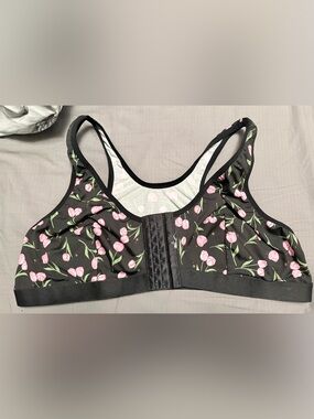 Pink Tulip Floral Front-Closure Sleep Bra